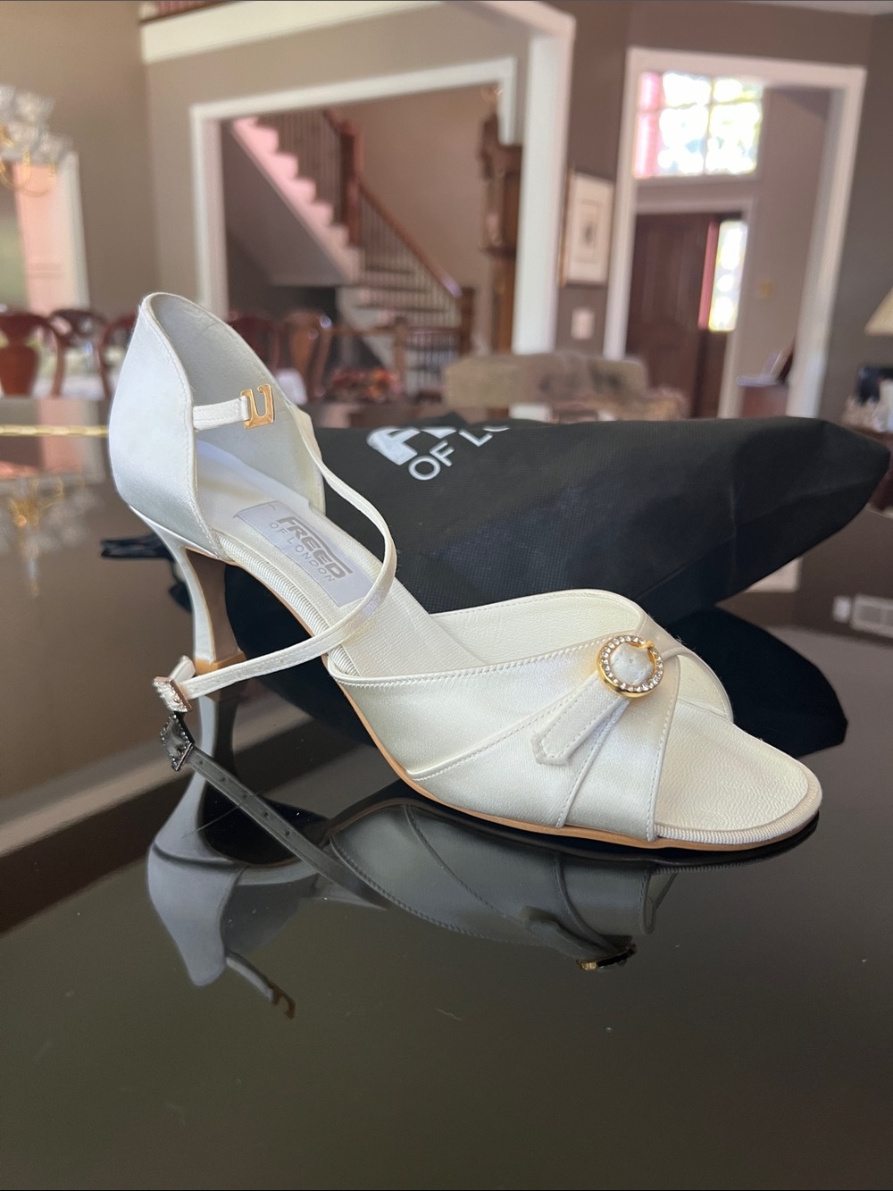 Ivory Satin D'Orsay Heel with Decorative Buckle